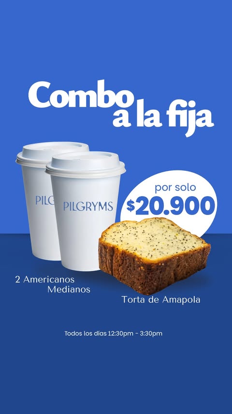 2 Americanos medianos + Torta de amapola